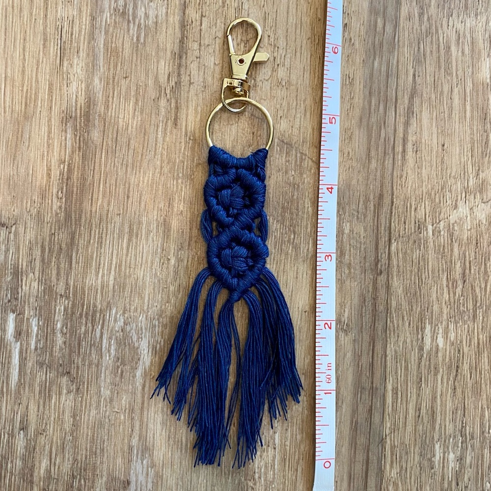 Navy Macrame Keychain - Picture 3 of 3